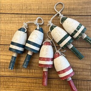 Distressed Lobster Bouy Floats, set of 3, Green, Blue, and Red